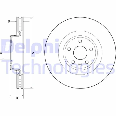 Bild av DELPHI BG9173C Disque de frein 345 30 5 ventilé revêtu non traité sans roulement roue, bague ABS AUDI: A6 C7 Allroad