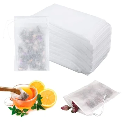 Bild av 600 stycken tomma tepåsar, lösa tepåsar för te 7 x 9 cm engångs tepåse te, blomma, kaffe, kryddor, etc. (7 cm)