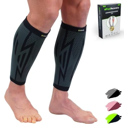 Bild av 2 Paket Vadskydd för Män &amp; Kvinnor Sport Vadsleeves med Kompression Muskelbristning Vadmuskeln Elastiskt Vadstöd Löpning Andningsbar Halkfri (Svart, XL)