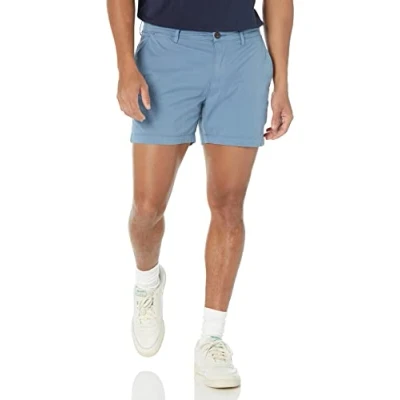 Bild av Amazon Essentials Herr Slim Fit 5 tum platt framsida komfort stretch chino kort (tidigare Goodthreads), blå, 38