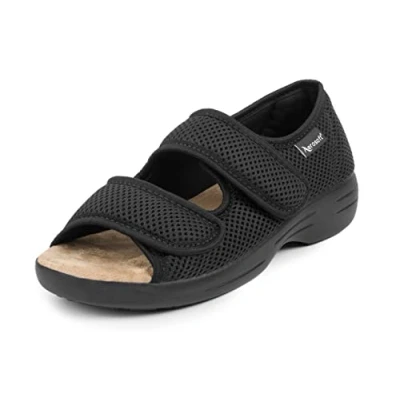 Bild av Aerosoft Reha sandaler stretch 06 kvinnor män kardborreband bredd G H halkfri, svart, 39 EU