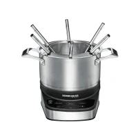 Bild av ROMMELSBACHER Elektrisk fondue set F 1200 fondukruka av rostfritt stål (2,5 liter), 6 fonduegafflar, 3 program, extra lång kabel, hög temperaturnoggrannhet, 1 200 watt