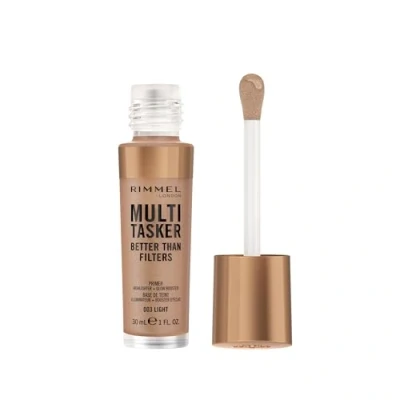 Bild av Rimmel Multi Tasker Better Than Filters, 3 i 1 hudprimer, ljusförstärkare och överstrykningspenna för en naturlig jämn glöd, infuserad med C vitaminer, vegan grymhetsfri, 003 ljus