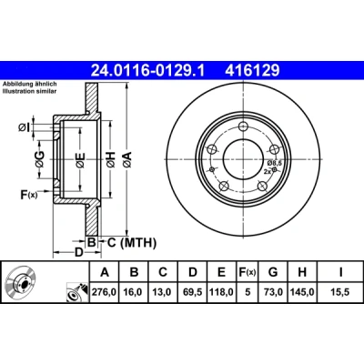 Bild av ATE Disque de frein IVECO: DAILY 3 Kasten/Kombi, 16,0mm 5 118,0mm plein revêtu 24.0116 0129.1 2991646 Disques frein,