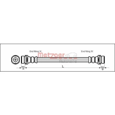 Bild av METZGER 4112526 Flexible De Frein 197 F10 x 1 à tambour FORD: Focus Mk1 3/5 portes, Break