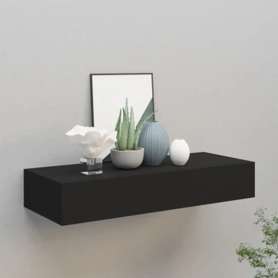 Bild av Väggmonterad låda svart 60x23,5x10 cm MDF