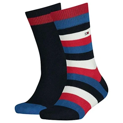 Bild av Tommy Hilfiger KIDS Basic Stripe SOCK 2 PACK Unisex Strumpor för barn, Storlek: 23 26, Midnight blue