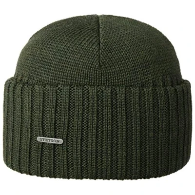 Bild av Stetson Northport vintermössa av merinoull mössa tillverkad i Italien sjömansmössa för kvinnor/män ullmössa höst/vinter merinomhatt, oliv, one size