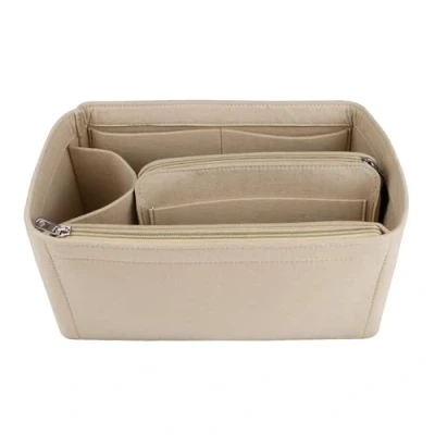 Bild av NOTAG Organiserare i filt för väskor, insats, handväska, flera fickor, tygväska, organiseringsväska (beige, M)