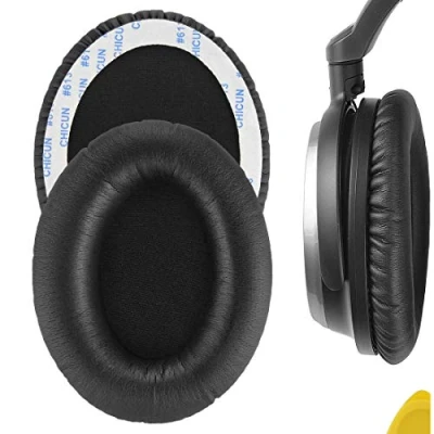 Bild av Geekria QuickFit ersättningsöronkuddar i proteinläder för Audio Technica ATH ANC7, ANC9 hörlurar, öronkuddar, reparationsdelar (svart)