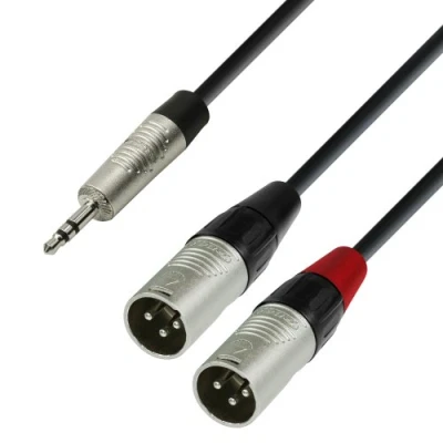Bild av Adam Hall 4 Star Series 1,8 m Rean 3,5 mm uttag stereo till 2 x XLR hane ljudkabel