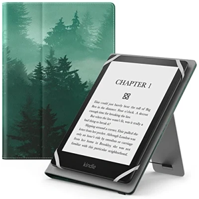 Bild av MoKo Universal Case for 6&quot;,6.8&quot;,7&quot; Kindle eReaders Fire Tablet Kindle/Kobo/Voyaga/Lenovo/Sony E Book Tablet, Lightweight PU Leather Folio Shell Cover with Hand Strap/Kickstand,Green Forest