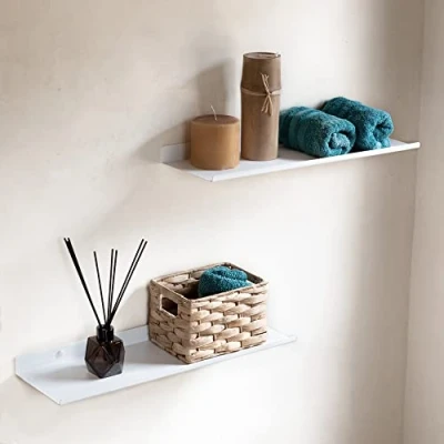 Bild av MILUKA Vägghylla Vit 50 cm Vägghyllor Metall som Tavelhylla, Display Hylla, Hyllplan Flytande Hylla för Vardagsrum, Sovrum, Arbetsrum, Kontor, Kökshyllor Förpackning (2, Vit)