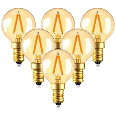 Bild av Grensk Century Light G40 1 W LED filament mini glob glödlampa, ultravarm vit 2200 K bärnstensglöd, 10 ekvivalent, liten Edisonskruv E14 SES 220 V 240 vintage kandelaberglödlampor, paket med 6
