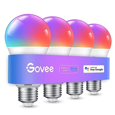 Bild av Govee Alexa Smart Light Bulb E27, färgbyte med Music Sync lampa, 54 scener, 16 miljoner DIY färger, WiFi och Bluetooth LED Fungerar Google Assistant Home App, 4 st.