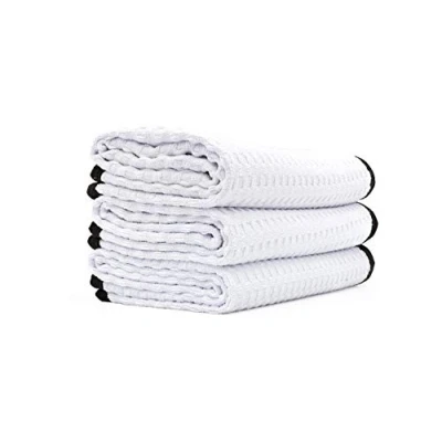 Bild av The Rag Company Dry Me A River professionell koreansk 70/30 blandning, mikrofiber våffelväv, torkning och detaljeringshanddukar, mjuka mockakanter, 390 gsm, 40 x 61 cm, vit (3 pack)