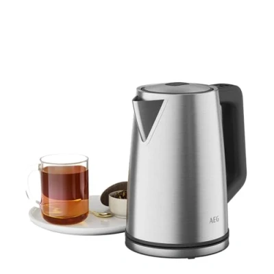 Bild av AEG vattenkokare K5 1 6 st Deli 5/2 400 watt/5 justerbara temperaturnivåer/1,7 l/3 gånger automatisk säkerhetsavstängning/anti droppfunktion, enhands locköppning/rostfritt stål