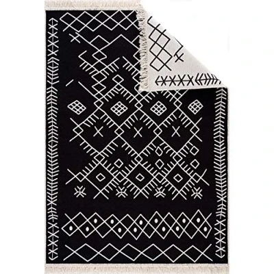 Bild av Fashion4Home matta, löpare för vardagsrum, sovrum, kök, barnrum, badrum boho kelimmattor hallmatta svart vit, storlek: 120 x 170 cm