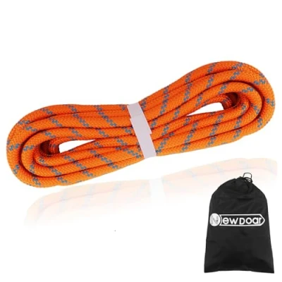 Bild av NewDoar Statiskt klätterrep 8 mm tillbehör snöre, för arboristträd, bergsbestigning, segelbåtrep, docklinjer, dragning (orange mm, 50 fot)