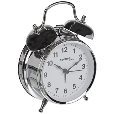 Bild av Technoline quartz väckarklocka modell DGW, dubbelklocka väckarklocka, retro, analog, metallic, silver, 165 x 55 115 mm