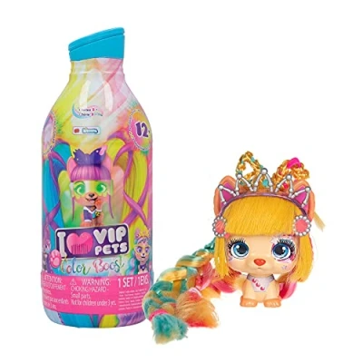 Bild av VIP PETS Color Boost Överraskningssamlarvalpdocka med långt hår till stil (30 cm) + tillbehör och krita hårfärg presentleksak för barn +3 år