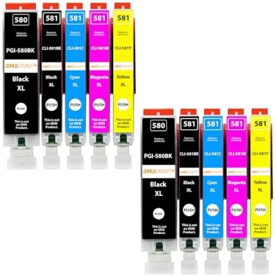 Bild av Amaprint 10 XL patroner kompatibel med Canon PGI 580 CLI 581 för Pixma TR7500 TR7550 TR8550 TS6100 TS6150 TS6151 TS6250 TS6251 TS6350 TS6351 TS705 TS9540 TS9541c TS9550 TS9551c