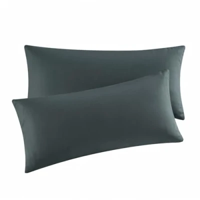Bild av Aisbo Örngott 40 x 80, uppsättning om 2 örngott 80 antracit med dragkedja av mikrofiber, mjukt, cm