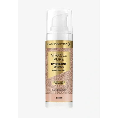 Bild av Max Factor Miracle Pure Hydratint Essence Foundation, 1 Fair, Upp till 24 timmars hydratisering, 71% vattenbaserad formel, naturlig täckning, vegansk formel