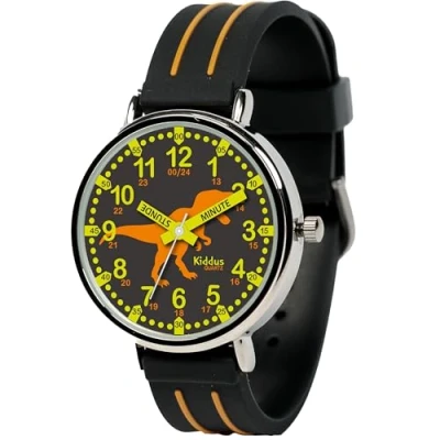 Bild av Kiddus TIME Teacher Deutsch Klocka trex black and orange för barn, Storlek: One Size, T rex