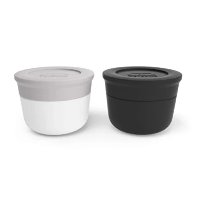Bild av MONBENTO Lunch Box MB Temple S bomull och onyx såsbehållare små burkar med lock för såser hermetiska kompatibla Bento Original &amp; Square grå svart