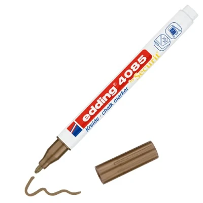 Bild av edding 4085 kolmarker koppar 1 kolpenna rund spets 12 mm vattenlöslig penna med tunn för krittalvor, fönster, glas, speglar flytande kolmärkpennor opak täckning