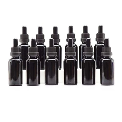 Bild av Yizhao Svart Glas Droppflaska 30ml, med Pipett Droppare, för Eteriska Oljor, Aromaterapi, Kosmetika, Laboratorium, Apotek, Vätskor, Resor 12 Stycken