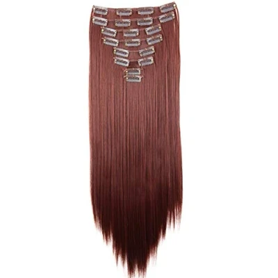 Bild av CAISHA XXL 50cm 8 delar set CLIP IN EXTENSIONS Hårförlängning Hårstycke Rak Rödbrun CES110