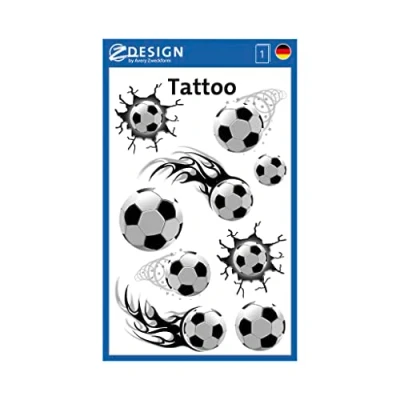 Bild av AVERY Zweckform 56740 tatuering barn 9 stycken (tillfälliga tatueringar fotboll, barntatuering vattentät, självhäftande tatueringar, barnfödelsedag, present, festspel priser, att leka med, pojkar)