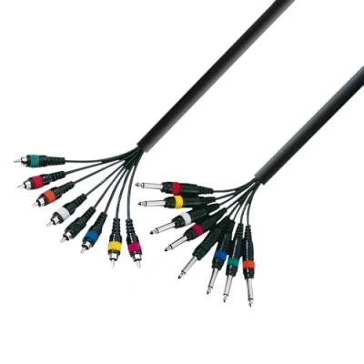 Bild av Adam hall ny 3 stjärnserier m 8 x 6,3 mm Jack Mono till RCA hane multicore kabel