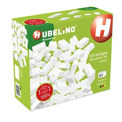 Bild av Hubelino #420602 60 delars byggstensset, vita byggstenar, kompatibla med stora byggstenar från andra tillverkare, tillverkad i Tyskland, vit