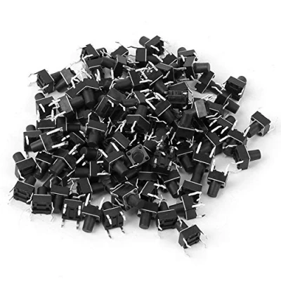 Bild av 100 stycken Momentan taktil tryckknappsbrytare Mini Micro Tact Switch Tillbehör 6 x 8 mm Interrupteur Tactile Léger à Broche plast + järn för hushållsapparater