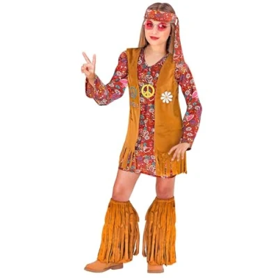 Bild av Widmann Barnkostym hippie, klänning, väst, pannband, fransstövel, blommigt pulver, temafest, karneval
