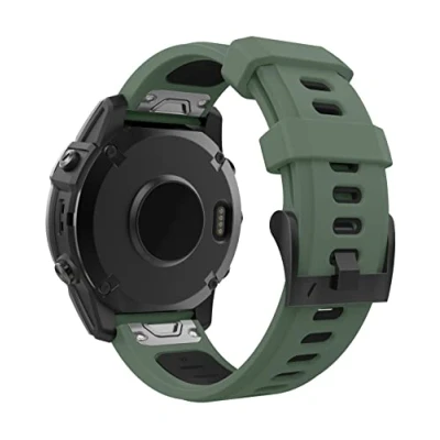 Bild av MoKo Watch Strap Compatible with Garmin Fenix 7/7 Pro/6/6 Pro/5/5 Plus/Forerunner 965/955/945/Instinct Solar/Instinct 2, Quick Fit 22mm Soft Silicone Replacement Band Sport Wristband, Army Green/Black