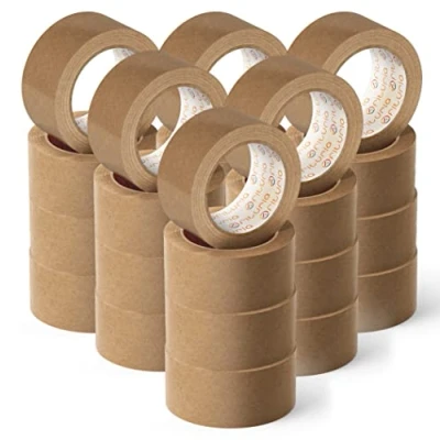Bild av Bruna färg Kraft Papper Ekologisk Självhäftande Tape för förpackning, inramning av bilder eller tätning. Säker och robust förpackning ofyturia (72 mm x 45 mts Kraft, 24 rullar)