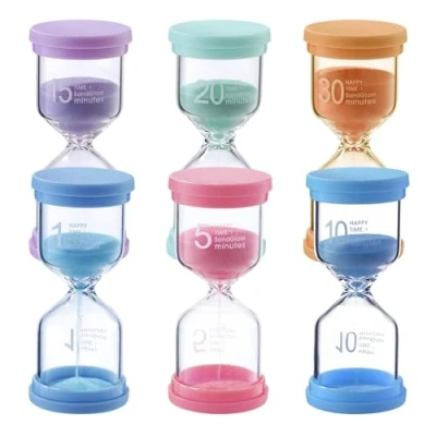 Bild av set med 6 timglas färg timer färgglad sand kök för 1 min, 5 10 minï,15 min、30 min setï