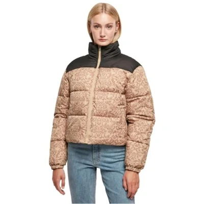 Bild av Urban Classics AOP Retro Puffer Vinterjacka, Storlek: XL, Unionbeigedamast