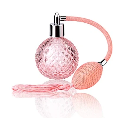 Bild av Lamoutor vintage parfymsprayflaska 100 ml rosa påfyllningsbar parfymflaska med lång tofs