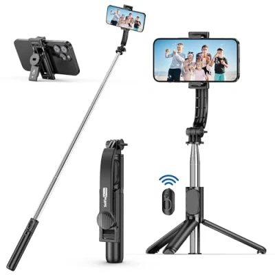 Bild av Selfie Stick Tripod, expanderbar 101cm med trådlös fjärrkontroll Bärbar monopod Telefonhållare Kompatibel iPhone 14/13/12/11 Pro/XS Max/XS/XS/X/8/7, Samsung Huawei Smartphones.