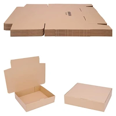 Bild av förpackning vikbara lådor 360 x 295 85 mm brun (yttermått 365 300 95 mm) WP M fraktkartong DHL kartong Hermes DPD GLS (50 stycken)