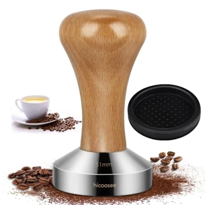 Bild av Espresso Tamper, hicoosee 51 mm kaffetamper av rostfritt stål, espressomärke för kaffemaskin, skärmhållare