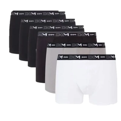 Bild av Dim Boxershorts stretch bomull andas herr x 6, Noir/Gris/Blanc/Noir/Noir/Noir, L