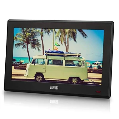 Bild av August DA100D 10 tum bärbar HD TV DVB T2 MPEG4 H.264/H.265/HEVC LCD med PVR och multimediaspelare digital analog för kök, sovrum, husvagn, el eller batteridrift