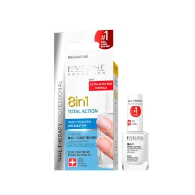 Bild av Eveline Cosmetics 8in1 Total Action Professionell nagelkonstruktion Serum 12 ml Koncentrerad nagelbalsam Nageltillväxt accelerator Starkare naglar Lätt att använda