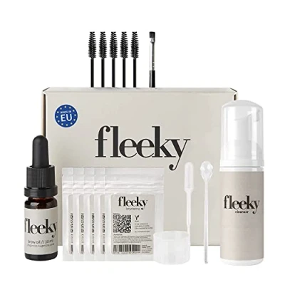 Bild av fleeky Browhenna Kit DIY ögonbrynsfärg för ögonbryn på fleek, hennafärgpulver naturlig ögonbrynsfärgning, perfekt tjejkvällar, mors dag, födelsedagspresent till väninna (Maxi, svart)